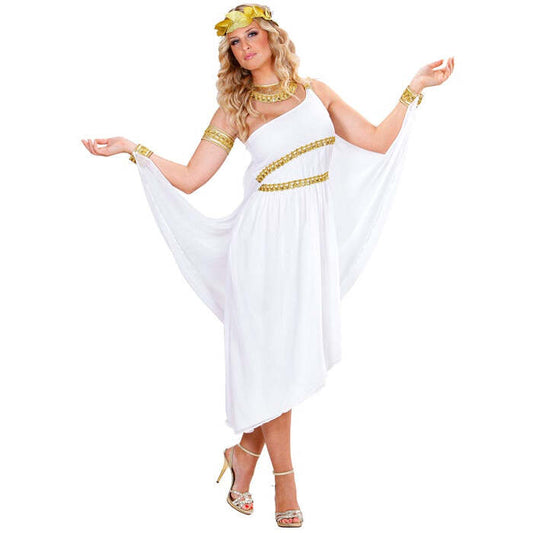 Greek Goddess  Toga Dress With Cuffs, Collar, Armlet, Head Wreath 