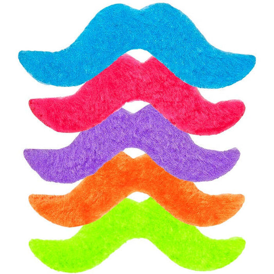 Set Of 5 Adhesive Colored Moustaches