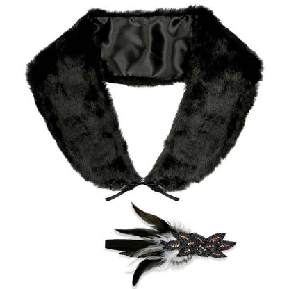 Roaring 20S Flapper  Faux Fur Stole, Sequin & Feathers Headpiece 