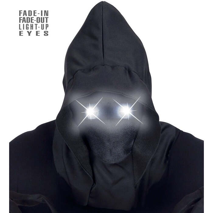 Faceless Hooded Mask With White Fade-In Fade-Out Light-Up Eyes