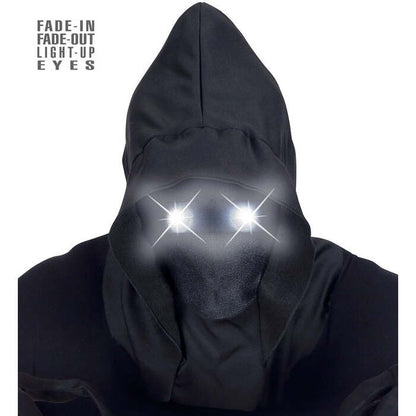 Faceless Hooded Mask With White Fade-In Fade-Out Light-Up Eyes