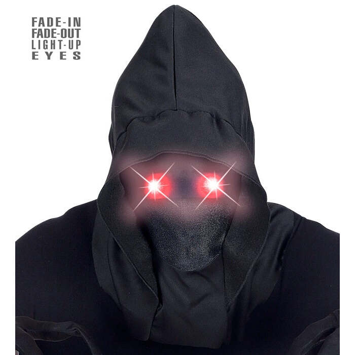 Faceless Hooded Mask With Red Fade-In Fade-Out Light-Up Eyes