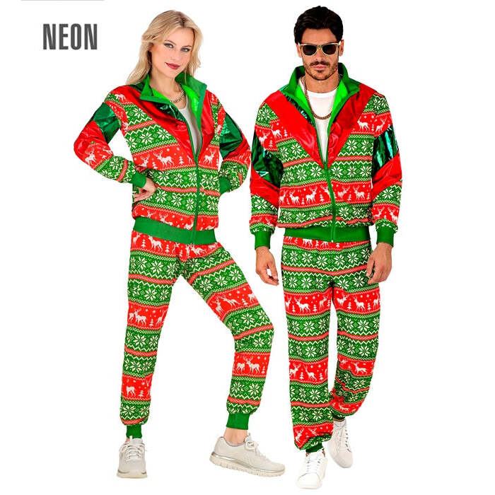 Green-Red Merry Christmas Party Fashion Tracksuit  Jacket, Pants 