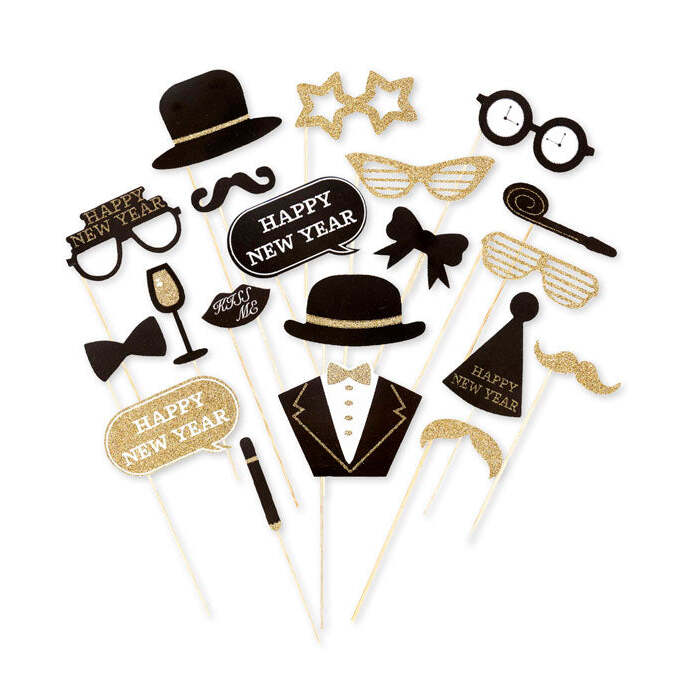 Photo Booth New Year'S Eve Accessories 20 Pcs In Window Box