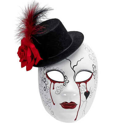 Commedia Dell'Arte Bleeding Woman Mask With Hat