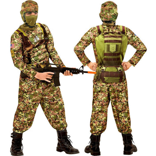 Combat Soldier  Muscle Shirt, Pants, Hooded Mask 