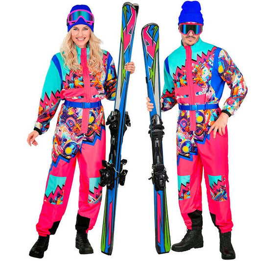 “Pink-Azure Ski Suit  Overalls, Belt 