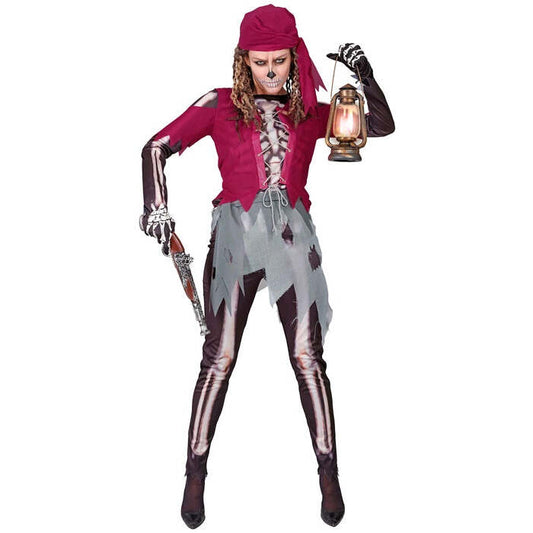 Pirate Skeleton  Shirt With Corset & Skirt, Leggings, Bandana 