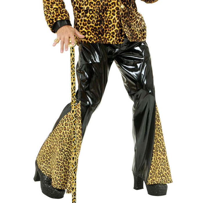 Leopard Bell Bottom Pants Vinyl