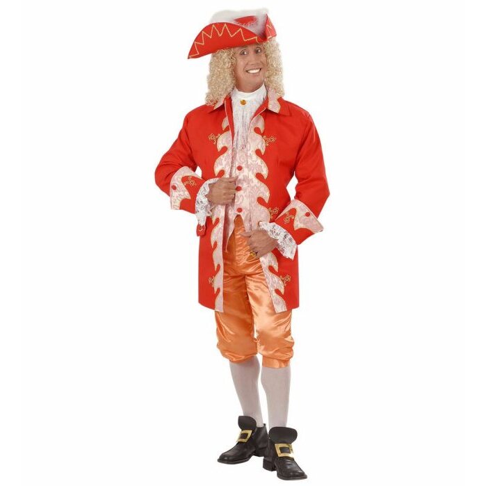 18Th Century French Royal Court Suit  Long Jacket With Vest, Jabot, Pants, Shoe Buckles, Hat 