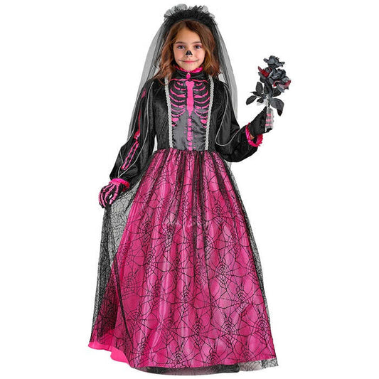 Skeleton Bride  Dress With Wire Hoop Petticoat, Bridal Veil 