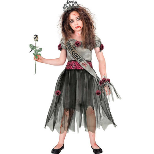Zombie Prom Queen  Dress, Belt, Sash, Tiara, Wrist Corsage 