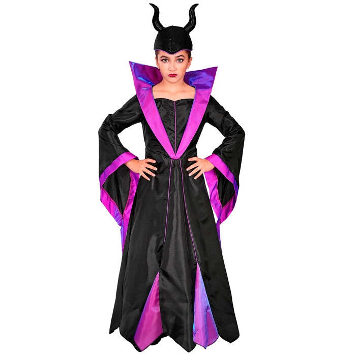 Malefica  Dress With Wire Hoop Petticoat, Headpiece 