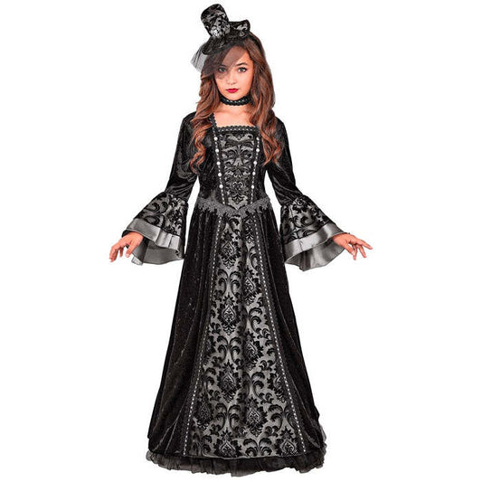 Dark Countess  Dress, Hoop Petticoat, Choker, Mini Hat With Veil 