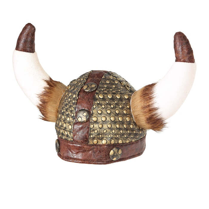Leather Look Viking Helmet With Fur