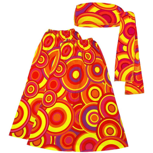 The 70S Groovy Style - Orange Bubbles  Headband & Leg Warmers 