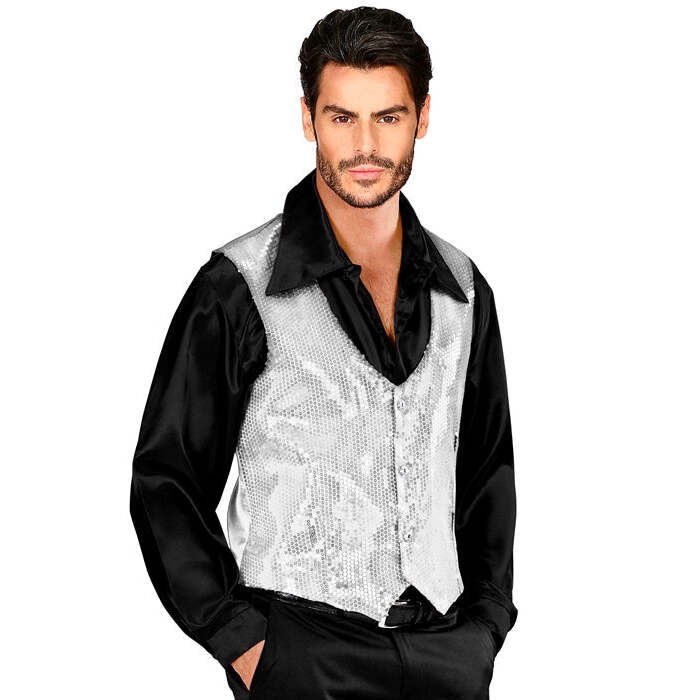 Man Silver Sequin Vest