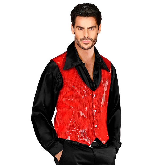 Man Red Sequin Vest