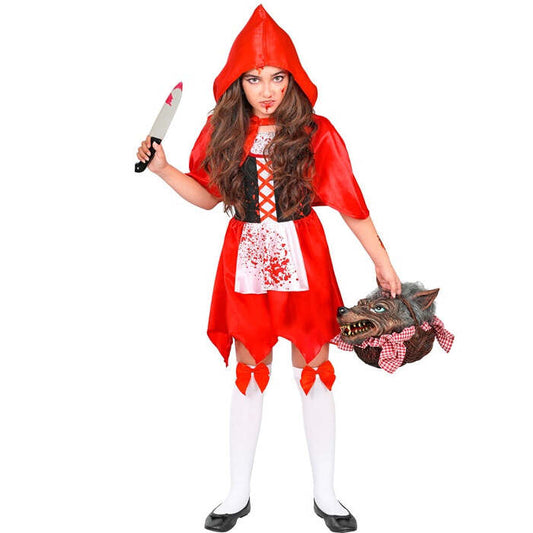 Zombie Red Capelet  Dress, Hooded Capelet, Bow Thigh Highs 