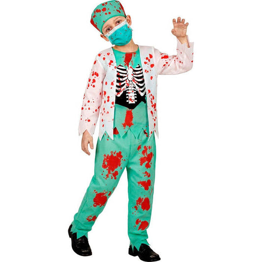 Zombie Doctor  Coat With Rib Cage, Pants, Hat, Face Mask 