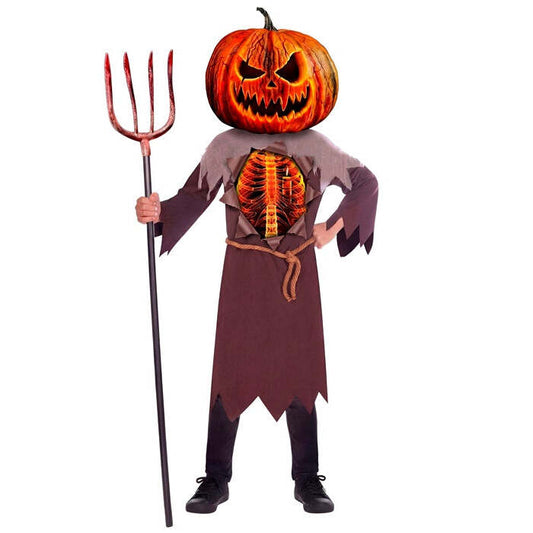 Scary Pumpkin  Robe With Rib Cage And Belt, Mask 