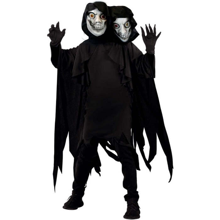 Two Headed Reaper  Hooded Robe With Two Masks, Gloves 