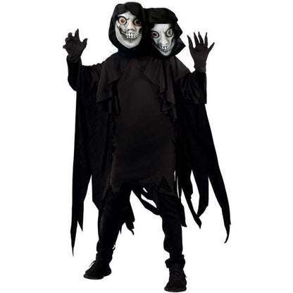 Two Headed Reaper  Hooded Robe With Two Masks, Gloves 