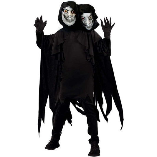 Two Headed Reaper  Hooded Robe With Two Masks, Gloves 