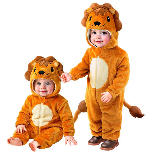 Lion Plush Velvet  Hooded Jumpsuit 