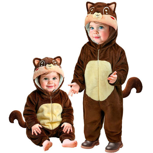 Squirrel Plush Velvet  Hooded Jumpsuit 