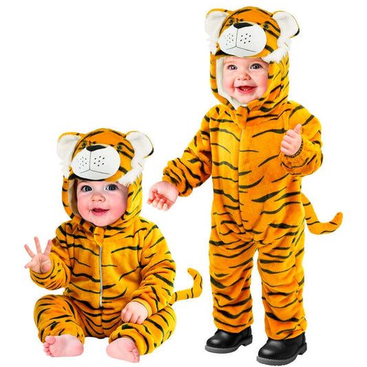 Tiger Plush Velvet  Hooded Jumpsuit 