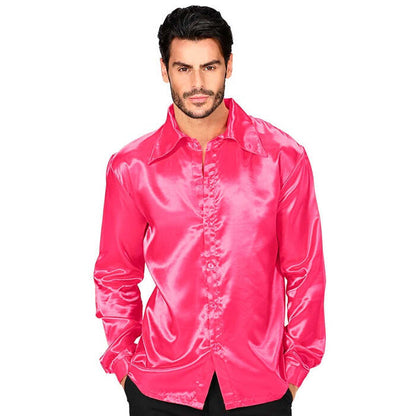 Satin Pink 70S Disco Shirt
