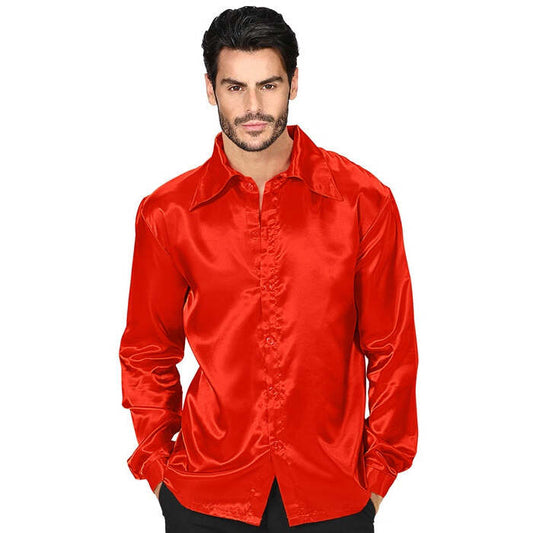 Satin Red 70S Disco Shirt