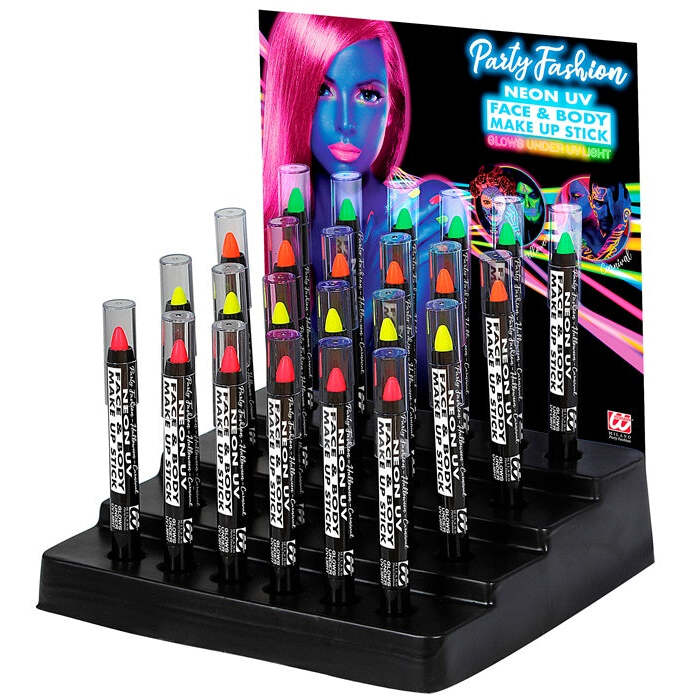 Display Box Of 24 Neon Make-Up Pencils - 3,5 Ml  6 Each Of Neon Pink, Neon Yellow, Neon Green, Neon Orange 