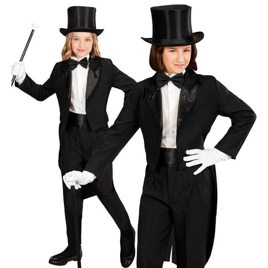 Children'S Black Tailcoat With Satin Collar