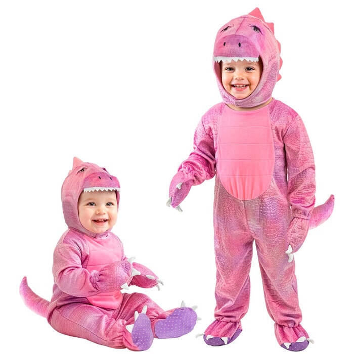 Pink Dinosaur  Jumpsuit, Hooded Mask 