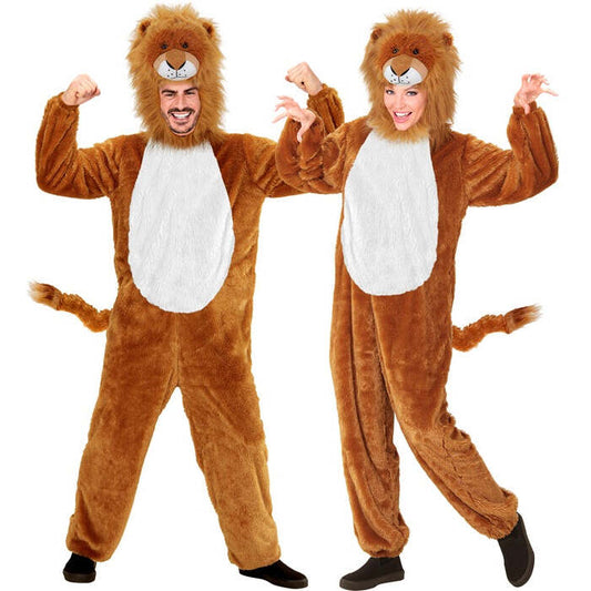 Lion In Soft Plush  Hooded Jumpsuit Withmask 