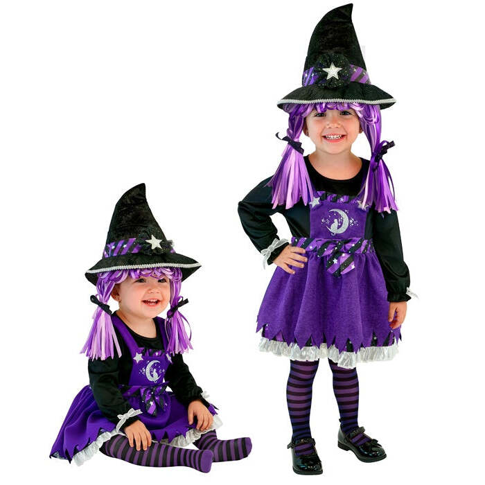 Witch  Dress, Tights, Hat With Hair 