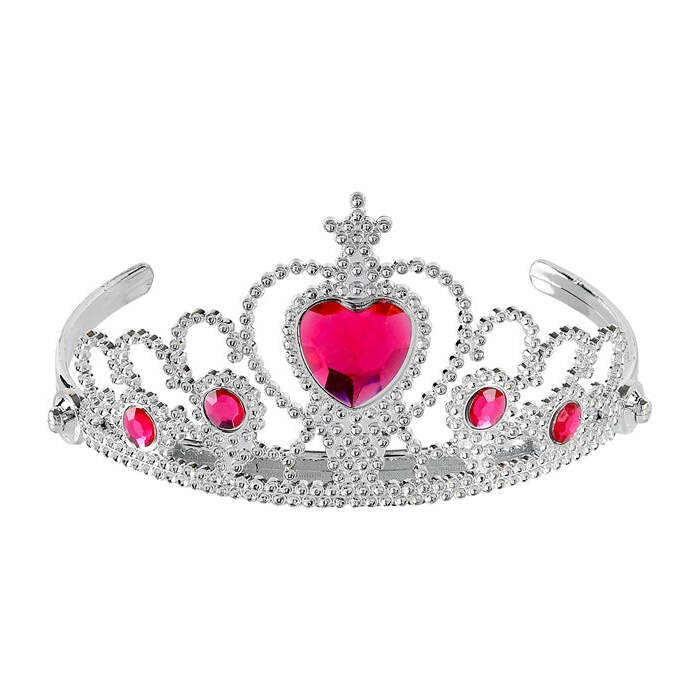 Silver Tiara With Pink Gems
