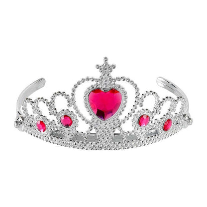 Silver Tiara With Pink Gems