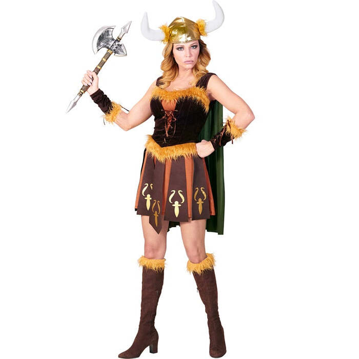 Viking  Dress With Cape, Arm Pieces, Helmet 