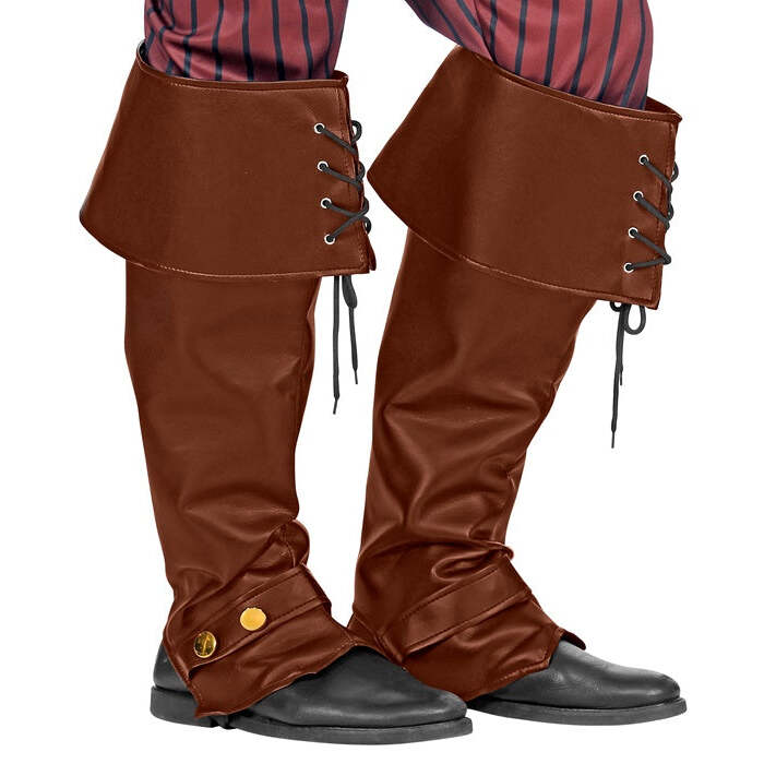 Pair Of Leather Look Brown Boot Covers
