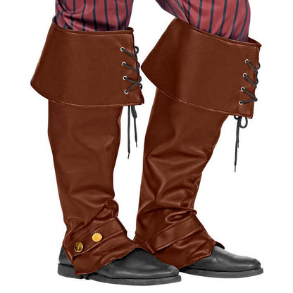 Pair Of Leather Look Brown Boot Covers