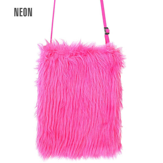Neon Pink Plush Handbag