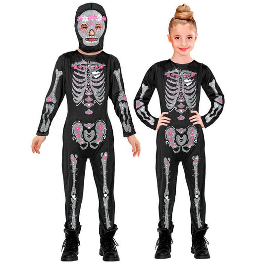  Skeleton  Jumpsuit, Hooded Mask 