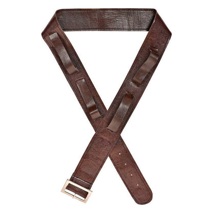 Leather Look  Brown Belt With 4 Holsters For Swords And Weapons”