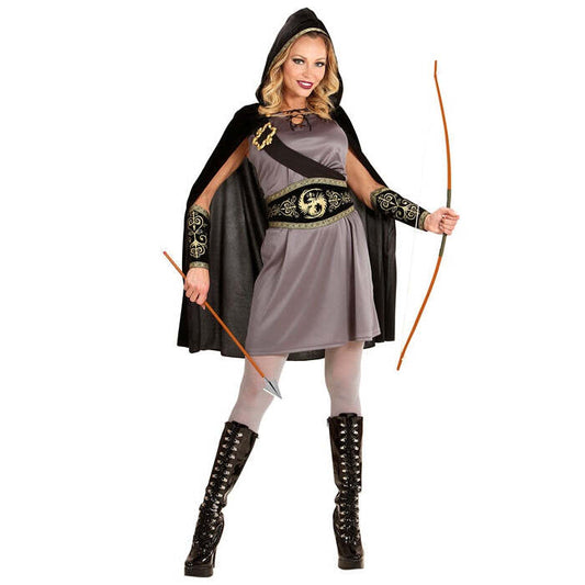 Archer  Dress, Belt, Sash With Buckle, Arm Bands, Hooded Cape 