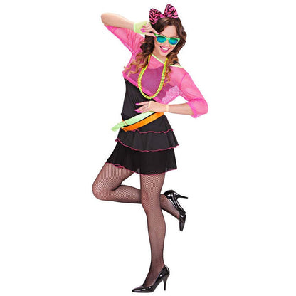 The 80S Groupie  Dress, Mesh Shirt, Belt, Bow Headband 