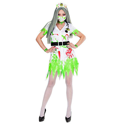 Toxic Nurse  Dress With Belt, Headpiece, Face Mask, Stethoscope 