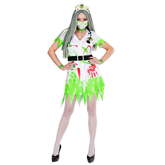 Toxic Nurse  Dress With Belt, Headpiece, Face Mask, Stethoscope 